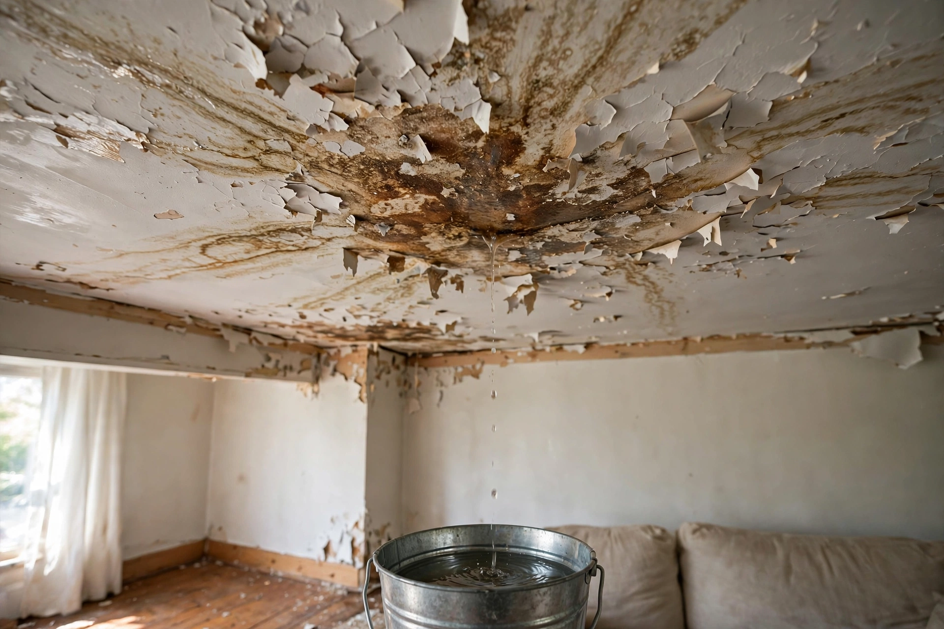 Technician using a moisture meter on a wall to detect hidden water damage